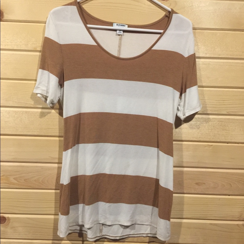 Tan and cream striped shirt